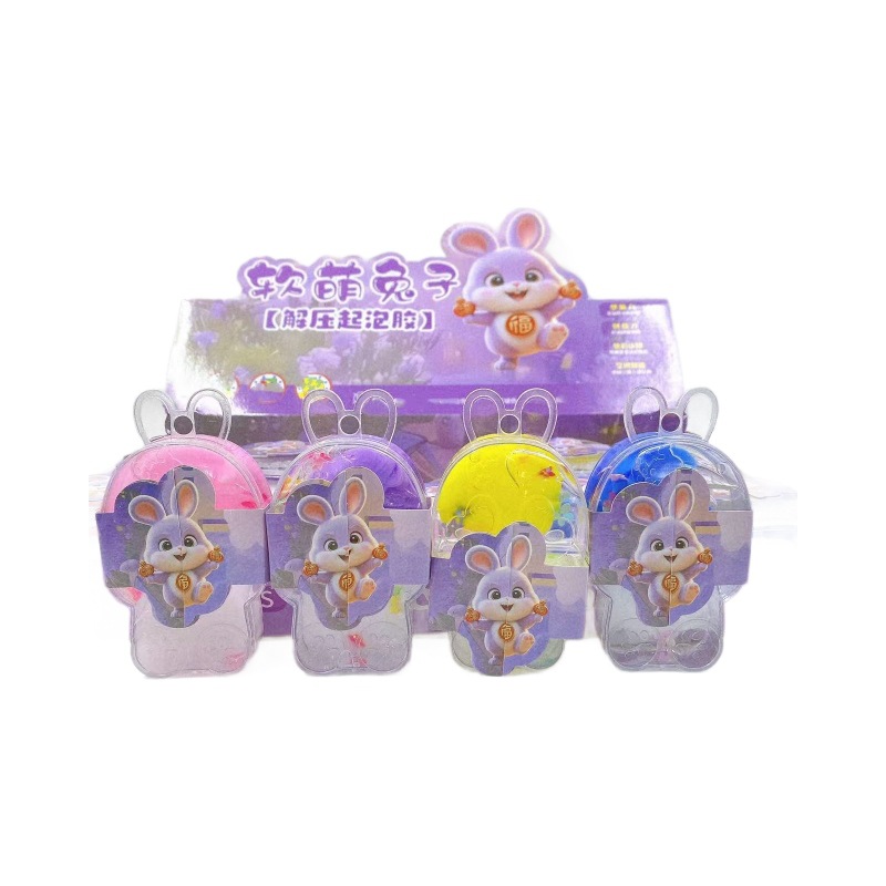 Nuevo modelo de arcilla de cristal de goma espumosa, dibujos animados, delfín, conejito, arcilla de color con limo brillante, lote de juguetes para niños