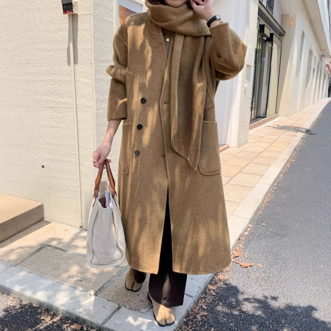 6173 Корейский стиль дизайнерский персонализированный двусторонний ручной работы кашемировый верх для женщин, стильный элегантный шарф-воротник, шерстяной верх