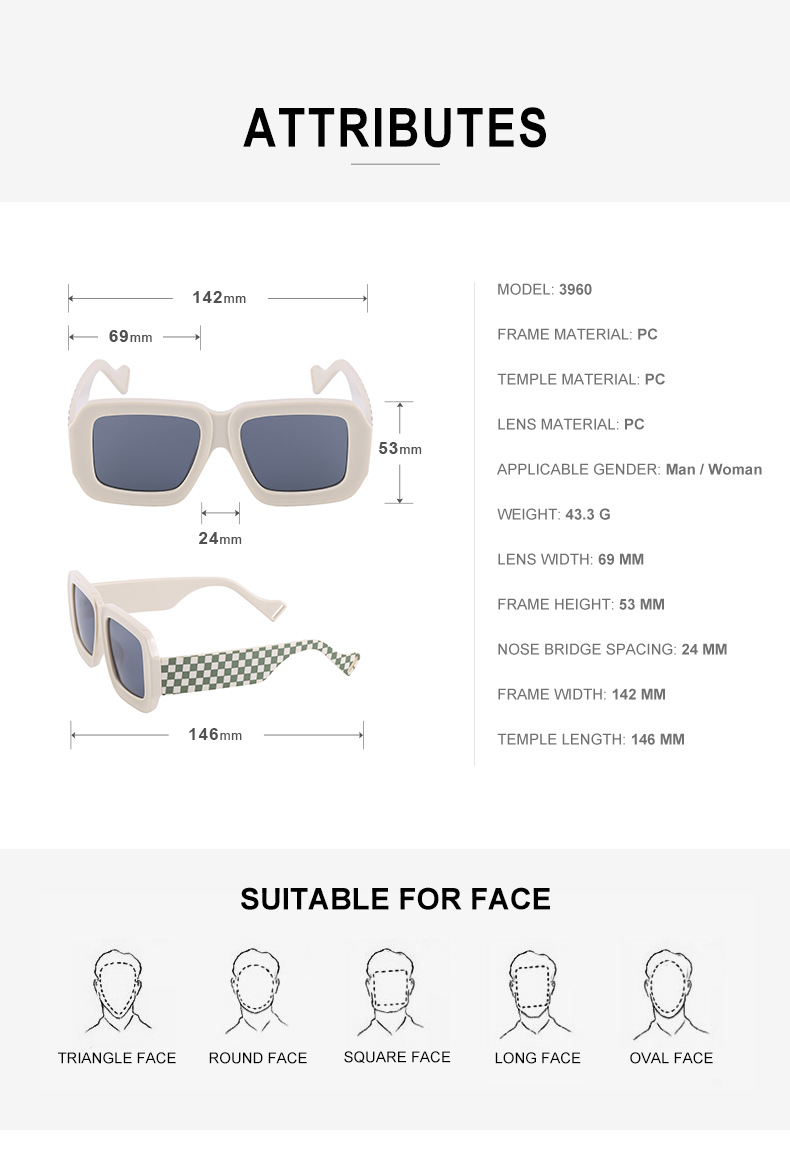 Trend Big-frame Wide-leg Men's Fashion Candy-colored Women's Trend Sunglasses display picture 1