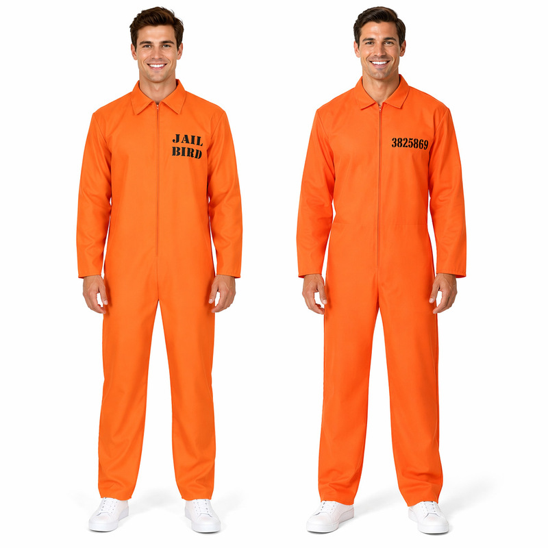 Halloween Cosplay Costume Amazon Cross-Border Unisex Adult and Children's Cos Prison Uniform Prisoner Uniform Yellow Prison Uniform