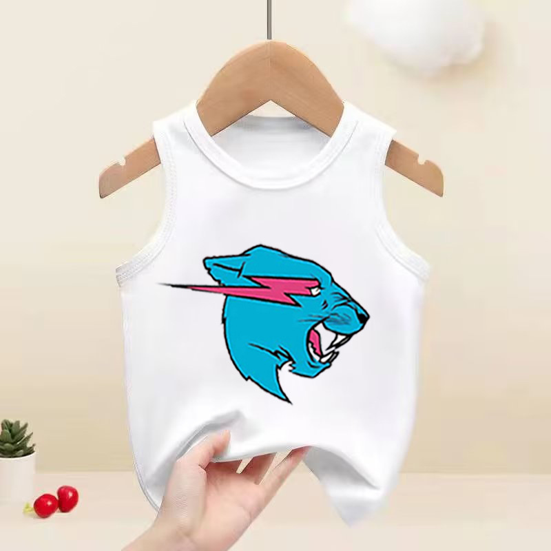 Mr Beast Lightning Cat熱銷新品童裝中大童無袖背心跨境一件代發
