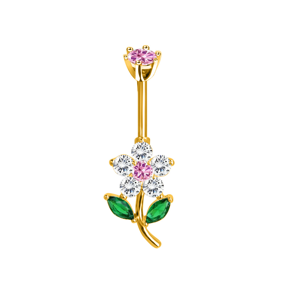 Personalisierter Blumen Bauchnabelpiercing Aus Edelstahl_voghion.com