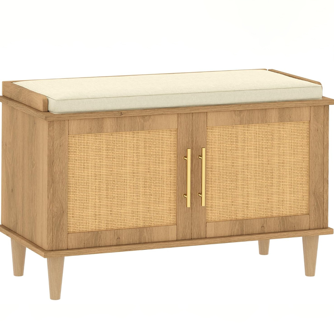 Cross-Border Wholesale Custom-Made Wooden Shoe-Changing Stool Shoe Cabinet Rattan Shoe Cabinet Entrance Door Entrance Shoe Cabinet Manufacturer Processing and Customization