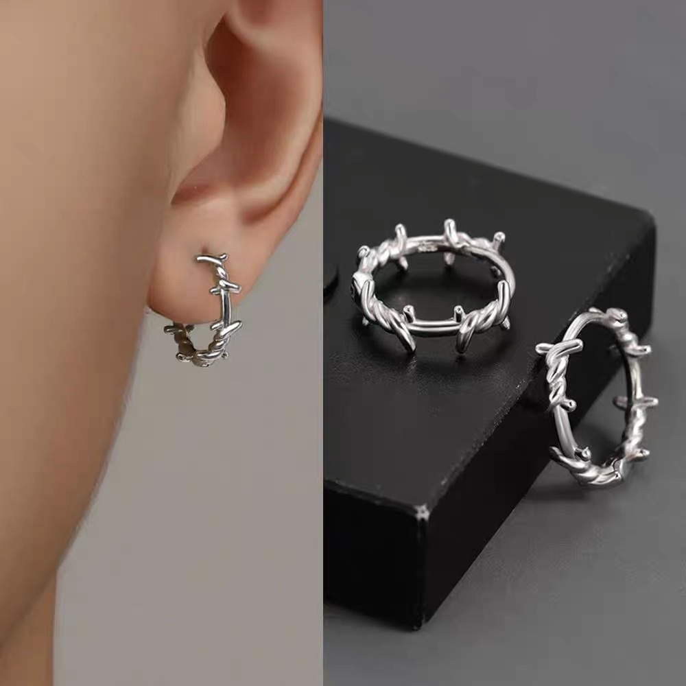 Thorns Ear Buckle Earrings Dark Style Punk Hip-Hop Distinctive Trendy Ear Ring Men's Ear Buckle Design Sense Ear Jewelry Trendy