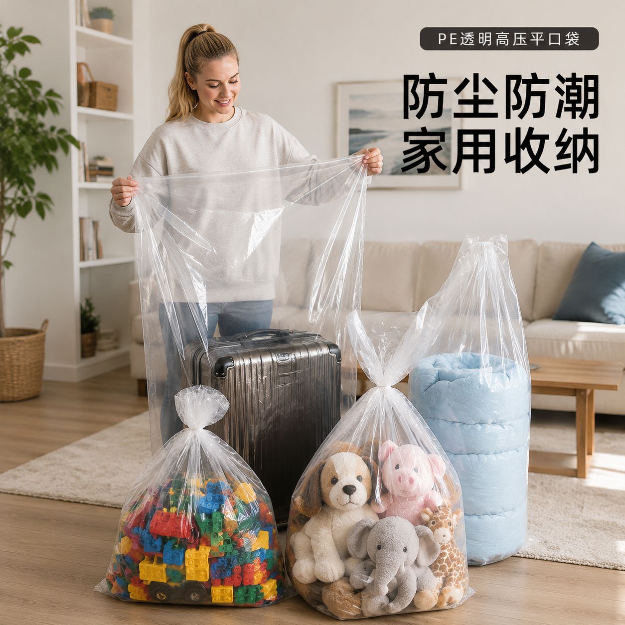 Bolsas Planas Transparentes de PE al por Mayor, Bolsas de Plástico a Prueba de Polvo y Humedad, Bolsas de Alta Presión para Fruta Fresca para Año Nuevo y Acción de Gracias