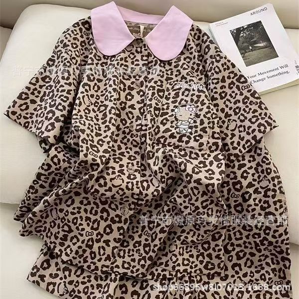 Zd-2341-1020#Contrast color pink leopard print