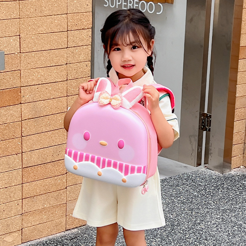 Jardín de infantes bolsas escolares bonitas dibujos animados bonitos conejos de orejas largas mochila para niños nueva bolsa de huevo para niños