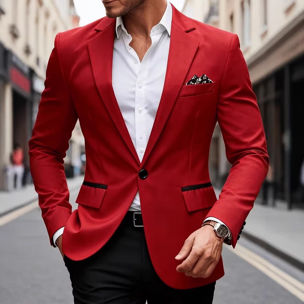 Modern Men's Slim Fit Blazer Single-Breasted Casual Suit Jacket For Young Professionals Versatile Color Palette_voghion.com