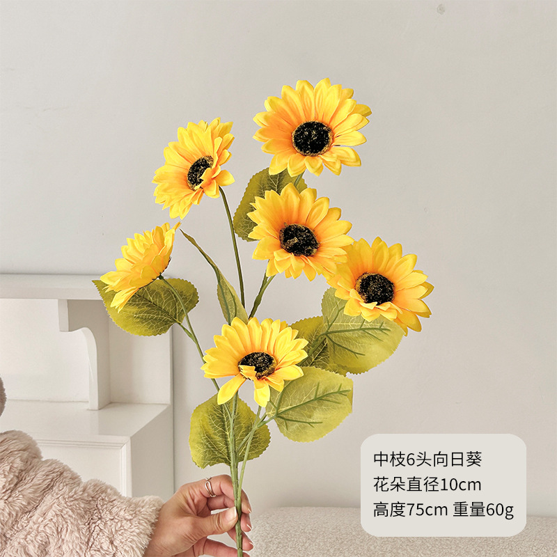 6 girasoles en la rama media