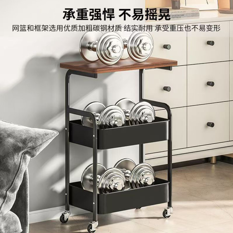 可移动家用多层厨房客厅碳钢收纳架零食收纳车带桌板小推车置物架|undefined