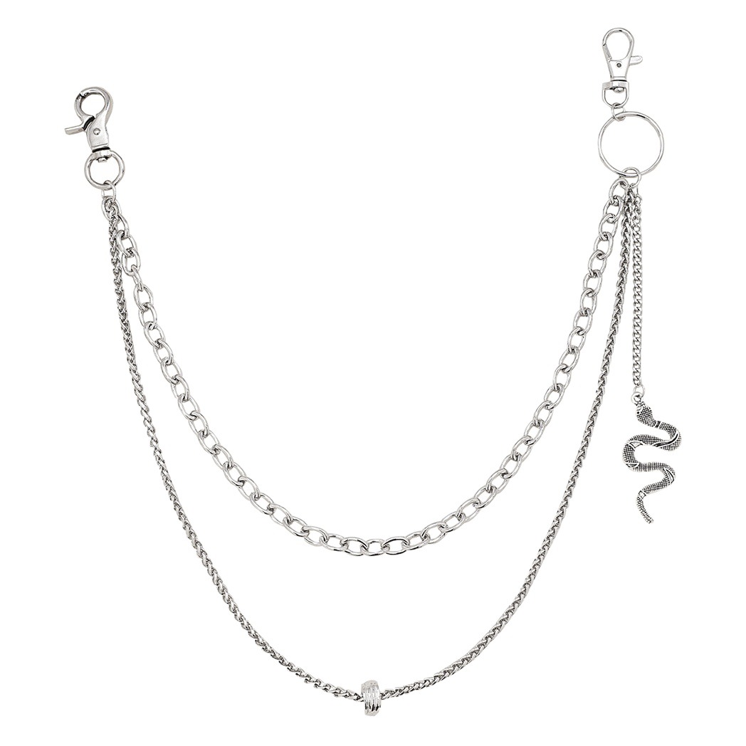 Trendy Trousers Hanging Chain Decorative Jeans Chain Ring Accessories Waist Chain Pendant Snake-Shaped Double-Layer Tassel Hip-Hop Trouser Chain