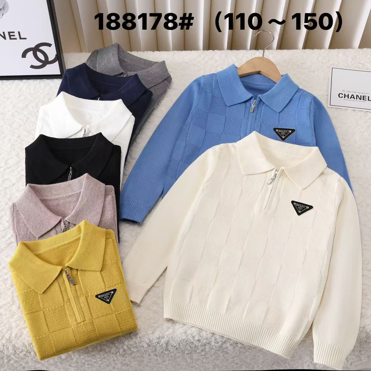 Solid color knitted autumn sweater for boys