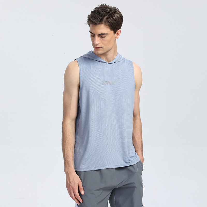 Verano de los hombres al aire libre corriendo Chaleco de secado rápido alto elástico transpirable grupo deportes fitness aeróbic sin mangas superior
