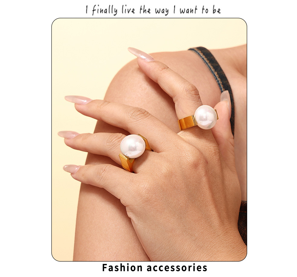 French Luxury Imitation Pearl Ring For Women In Titanium Steel_voghion.com