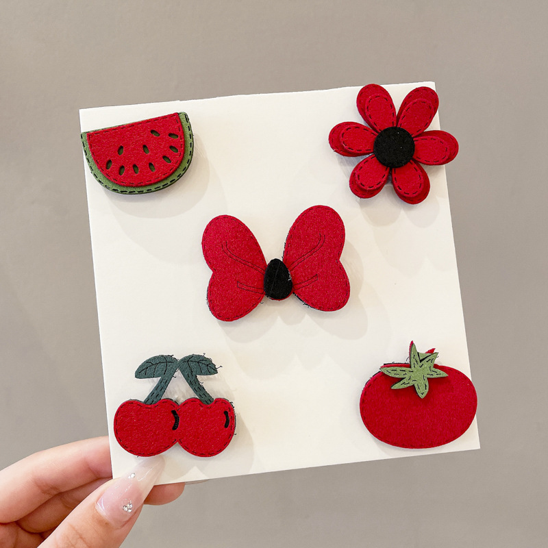 Niños lindos flores de dibujos animados clip para el cabello bebé pequeño clip no lastimar el cabello de la tela de la niña clip de borde de la mejilla