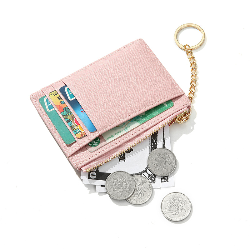 Small Wallet Bags Type Basic Solid Color Soft Surface Square Zipper Small Wallet