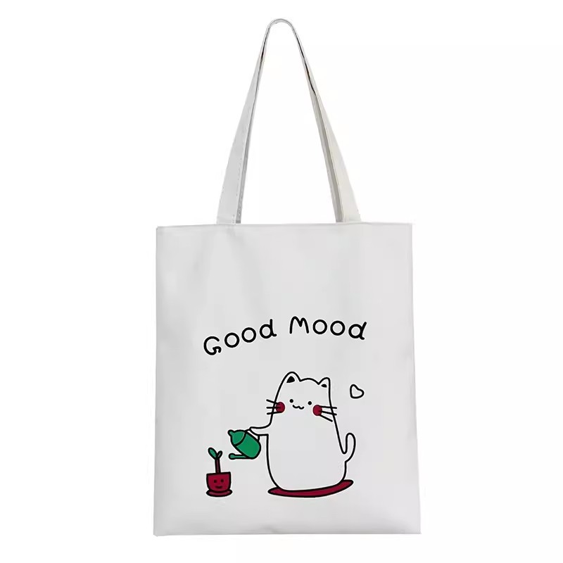 Bolsa de lona personalizada en blanco spot briy bolsa de lona pintada a mano logo personalizado bolso de compras para estudiantes de un solo hombro bolso de algodón