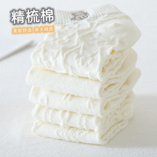 White boat socks for women, cotton women's socks, summer thin, cute, internet celebrity embroidery, pure cotton ins trendy socks for women wholesale