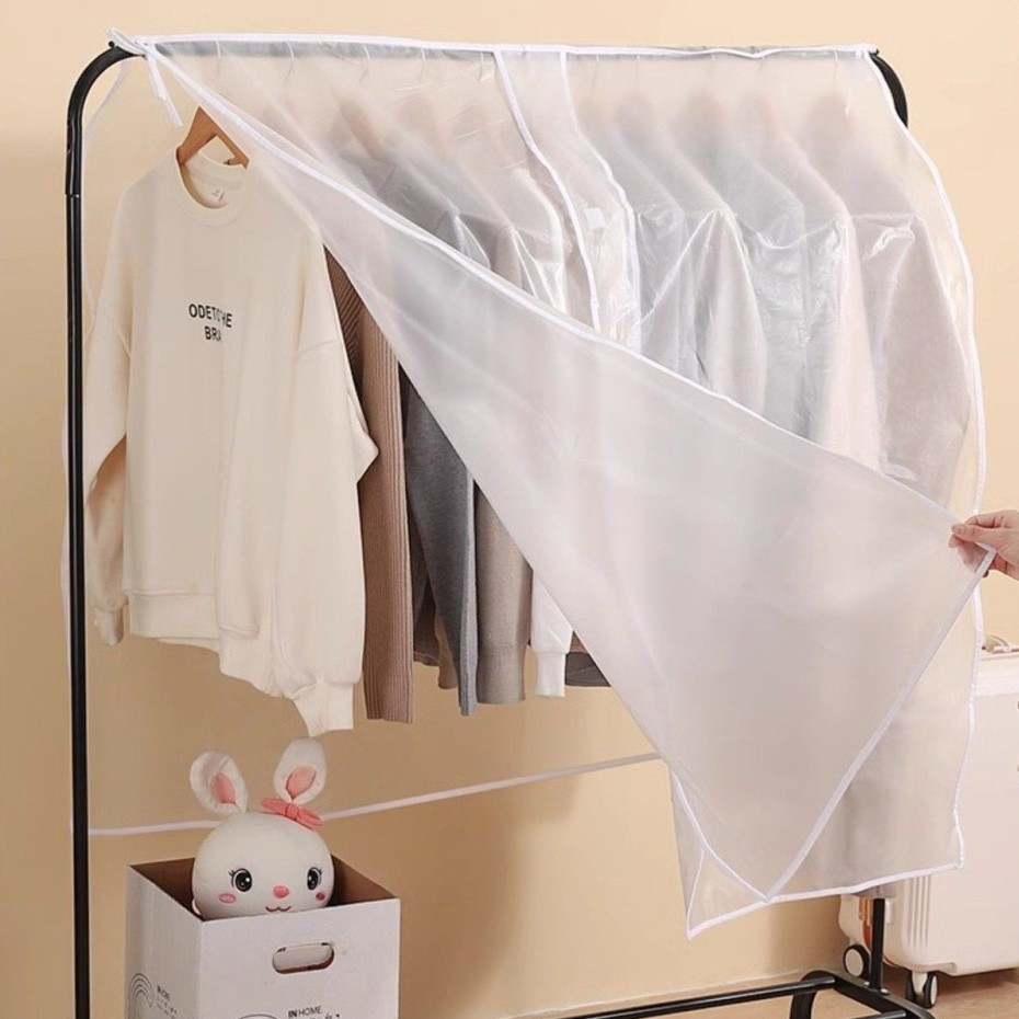 Open-Style Clothes Hanger Dust Cover Cloth Garment Storage Dust Bag Coat Cover Hanger Hanging Organizer Cover Factory