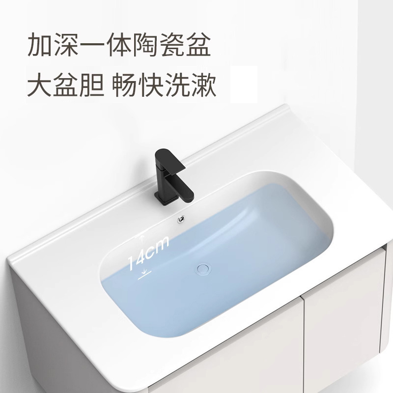 Instalación de aire de crema de aluminio espacio gabinete de espejo de baño combinación cerámica moderna lavabo lavabo gabinete de baño fabricante