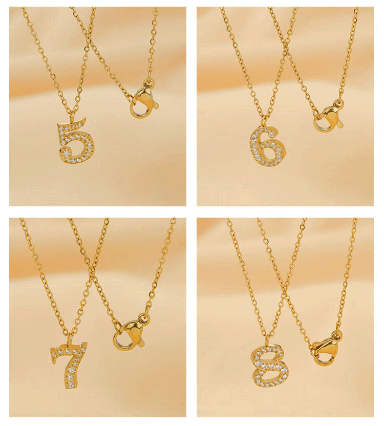 Women's Gender Wholesale Jewelry Simple Style Classic Style Number Titanium Steel Pendant Necklace Cable Chain
