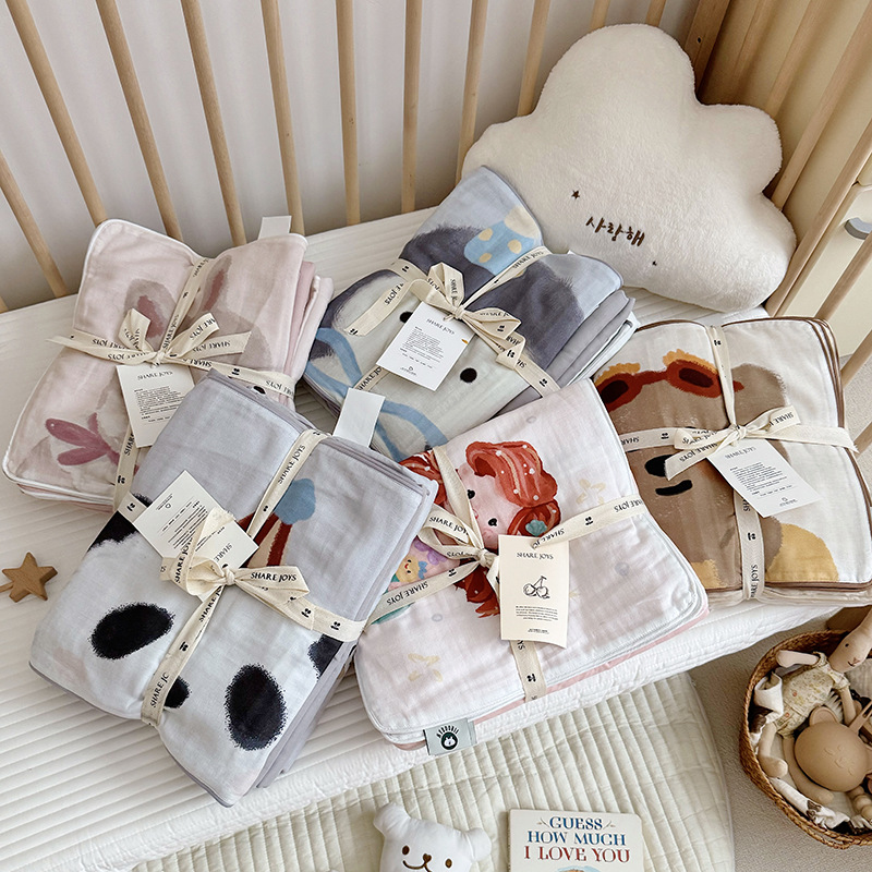 New Kidsren's Pure Cotton Double-Layer Yarn Cartoon Pillowcase Kindergarten Cotton Quilt Cover Baby Category a Newborn Pillowcase