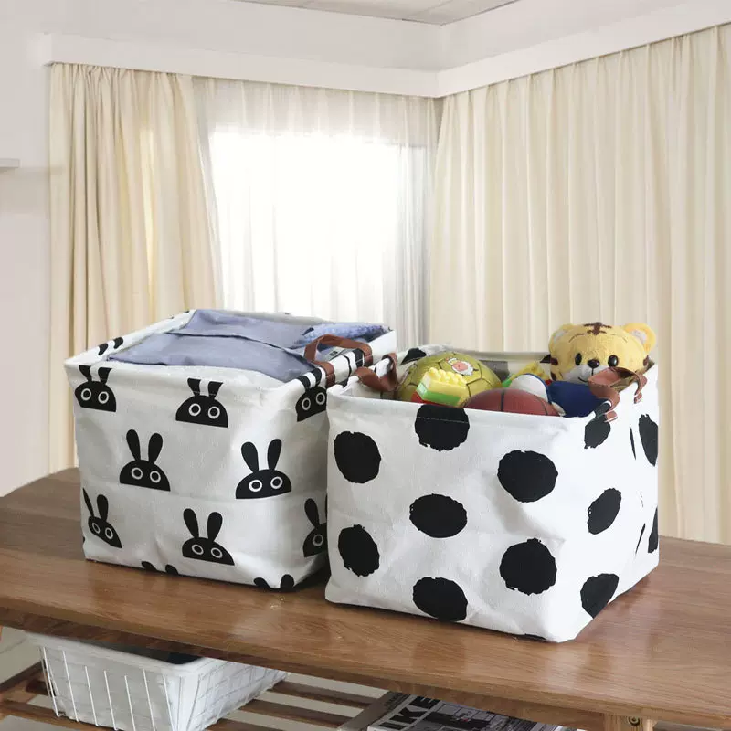 ins风家用布艺棉麻脏衣服杂物收纳篮方形盒折叠玩具收纳筐收纳箱