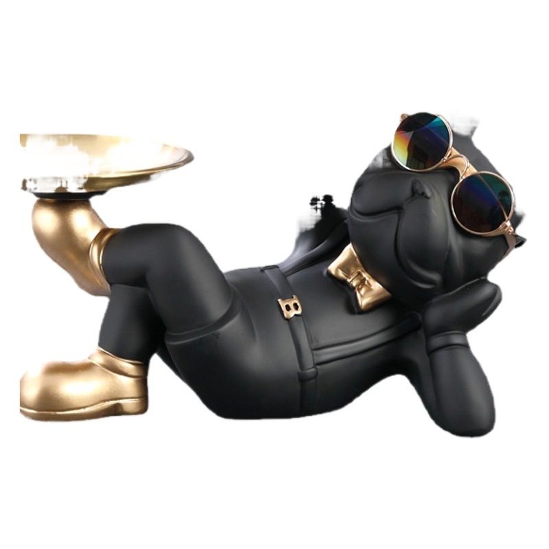 Hogar creativo Bulldog clave de almacenamiento decoración pasillo zapato gabinete bandeja de almacenamiento de luz de lujo sala de estar decoración de la puerta