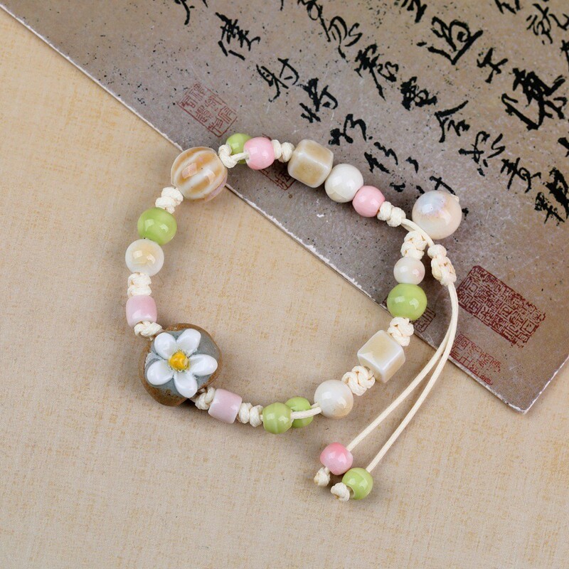 Jingdezhen Ceramic Bracelets for Men and Women, Street Stall Supply, Ten Yuan Supply, Gypsophila Glass Balls, Dried Flower Bracelets