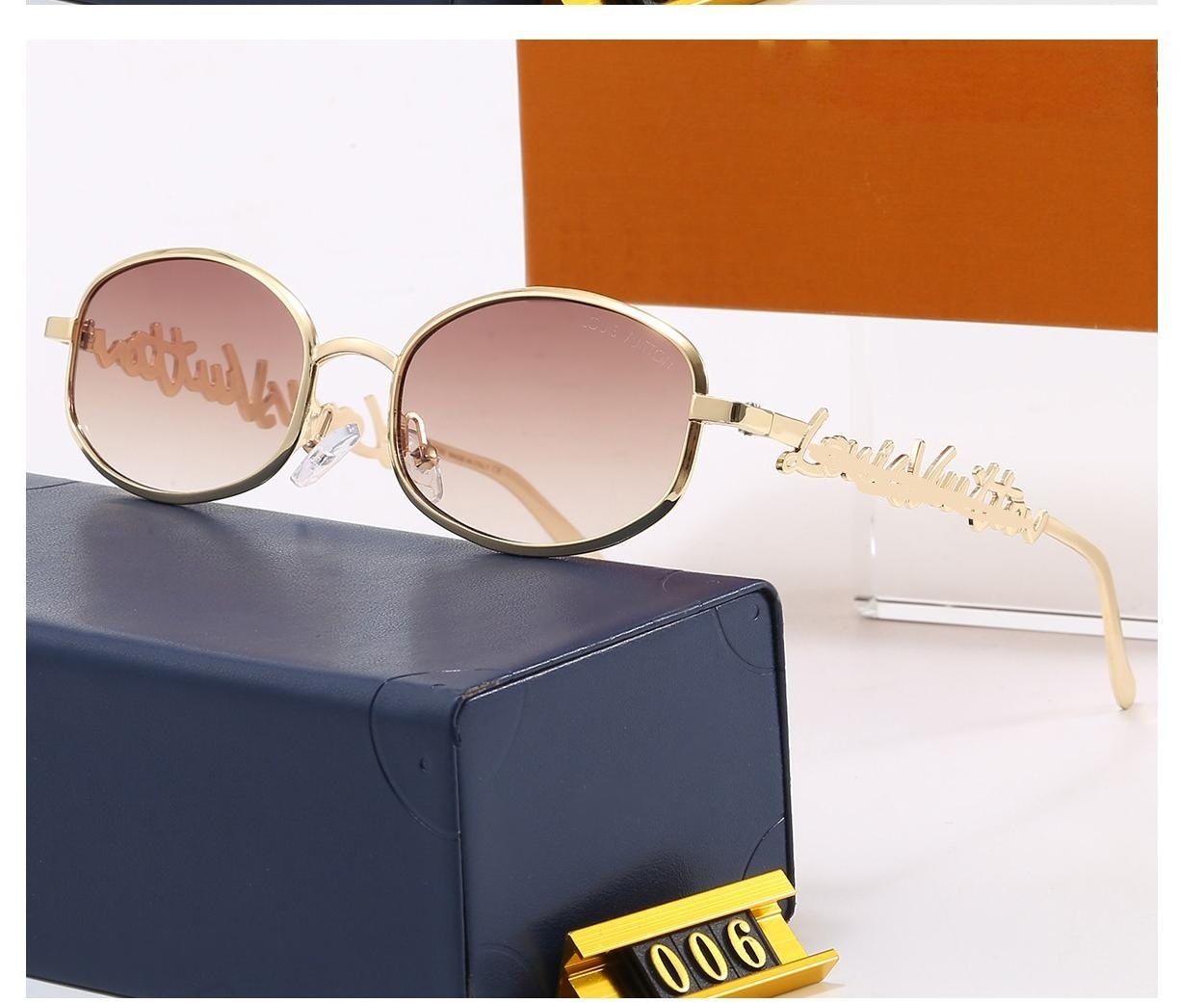 Cross-border Same Style as Lvjia 2026 New European and American Trend Metal Oval Hollow Sunglasses Fashion Sunglasses Manufacturer