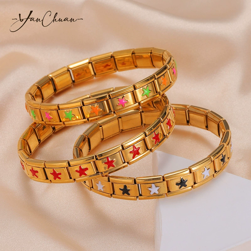 Elastic module, creative bracelet, universal jewelry for men and women stainless steel, Italy, print, three colors