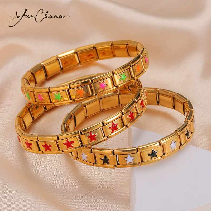 Elastic module, creative bracelet, universal jewelry for men and women stainless steel, Italy, print, three colors