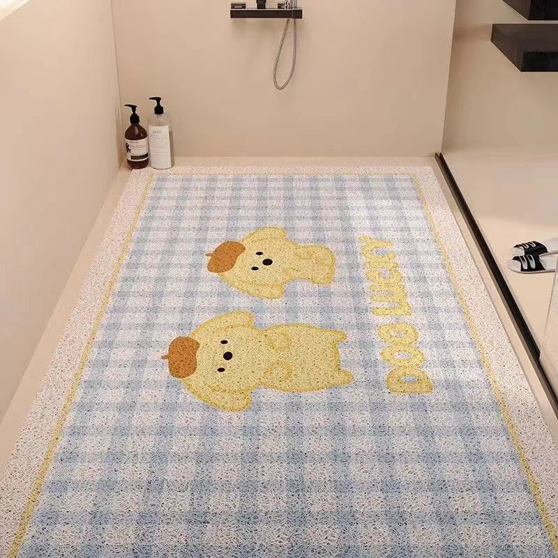 PVC Bathroom Cartoon Silk Loop Shower Room Hollow Non-Slip Foot Children Pregnant Women Bath Anti-Fall Floor Mat_voghion.com