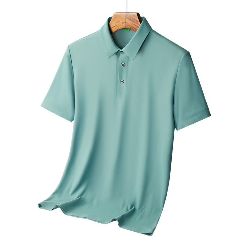2024 verano de negocios sin marcas de hielo polo camiseta de manga corta para hombres de tamaño suelto con solapa camiseta de moda al por mayor