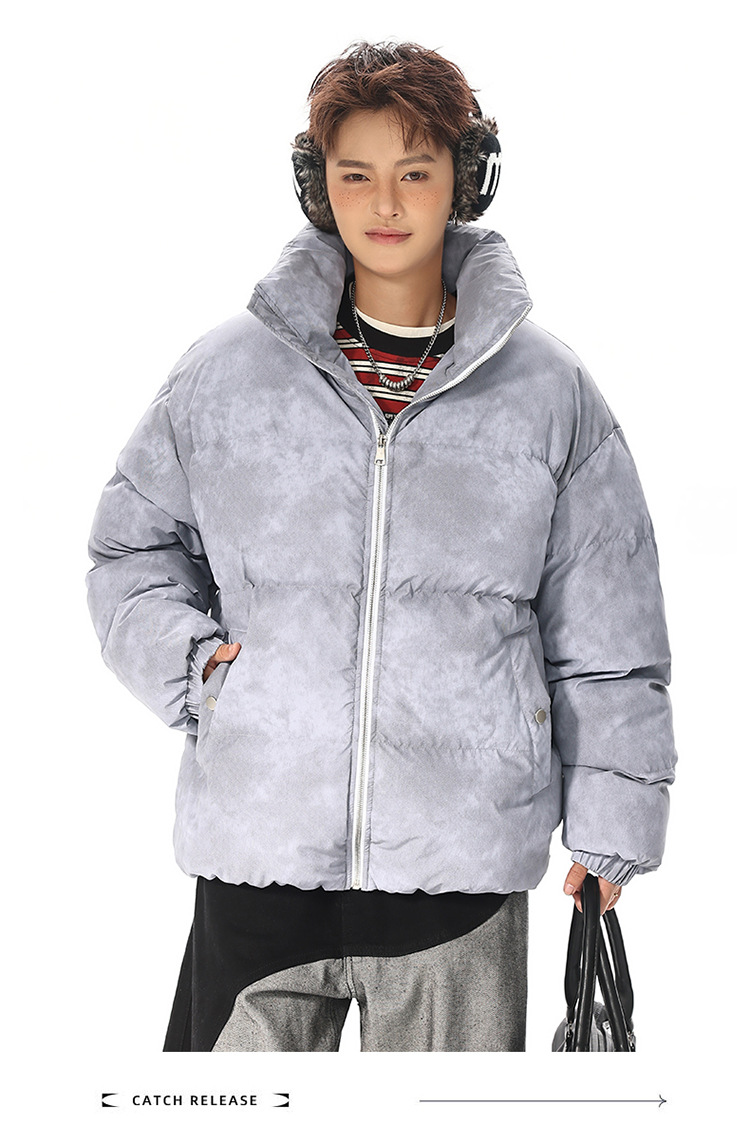 Doudoune en cuir pu unisexe avec col montant style oversize_voghion.com