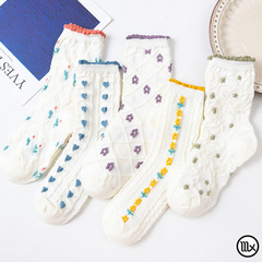 Xuan Ya Wind Bamboo Stockings Japanese Spring and Summer New Product Lace Small Floral Women's Sweet Ins Style Cotton Socks Zhuji