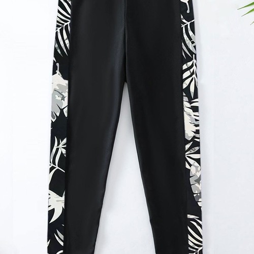 2025 European and American stylish high-waisted nine-hole printed sporty quick-dry pants with butt-lifting feature