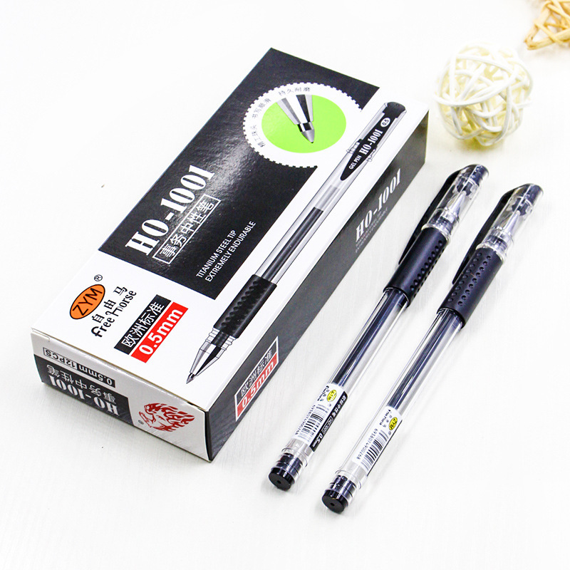 Pluma de firma Freedom Horse 1001 Pluma de góner Tinta de secado rápido y constante Bolígrafo de agua de 0,5mm Bolígrafo negro rojo y azul