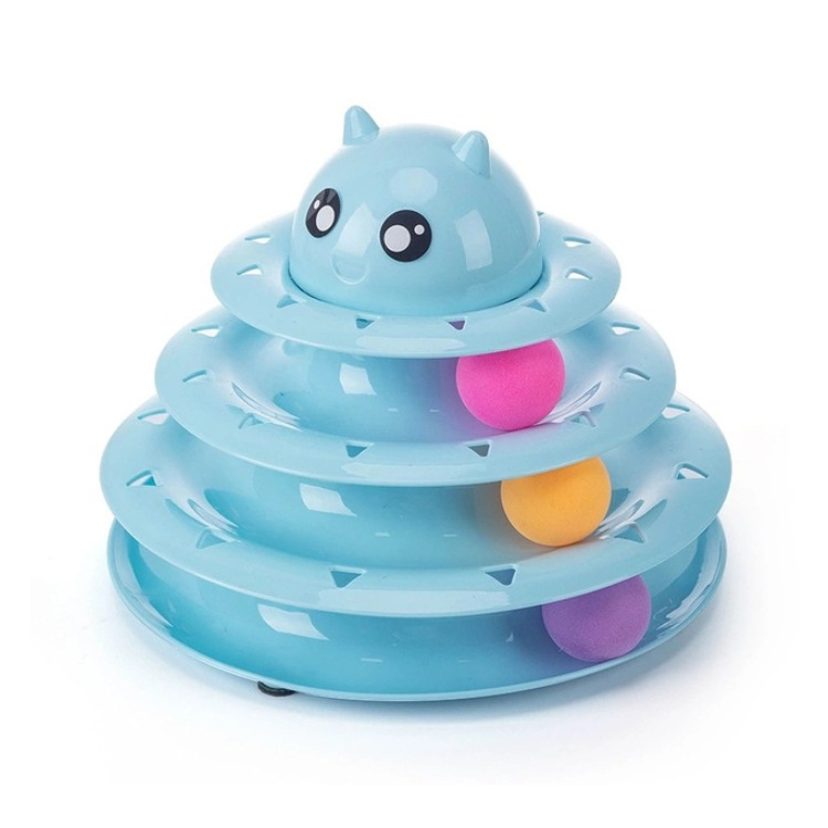 三层转盘宠物玩具 猫用品逗猫自嗨游乐盘轨道球 互动猫咪逗猫玩具