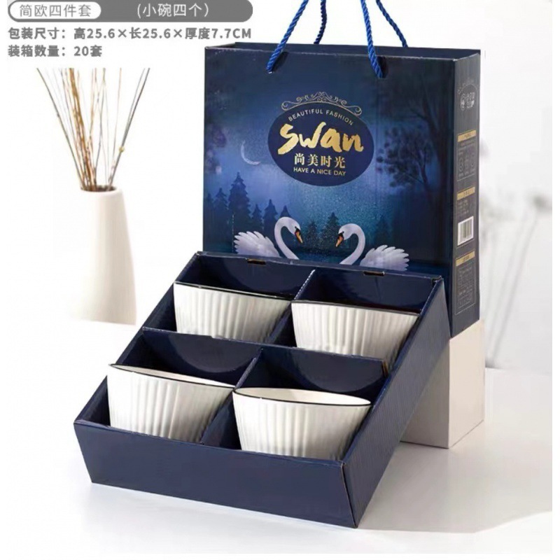 Juego de Vajilla Japonesa de Cerámica, Estilo Minimalista con Patrón Vertical, para Regalo