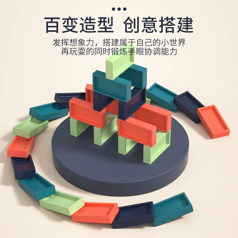 Electric dominoes for boys, automatic train, constructor, (Cross-border trading)