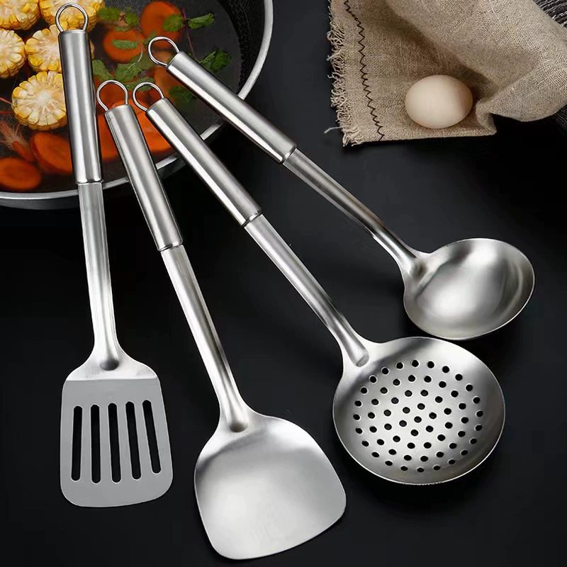 Stainless steel spatula, cooking spatula, kitchen utensil set, non-magnetic steel handle, frying spatula, soup spoon, hot pot spoon, slotted spoon, frying spatula