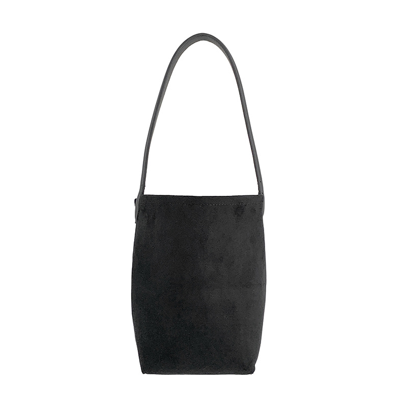 New bucket women, simple suede handbag, fashionable and versatile plush Arc de Triomphe armpit bag for women_voghion.com