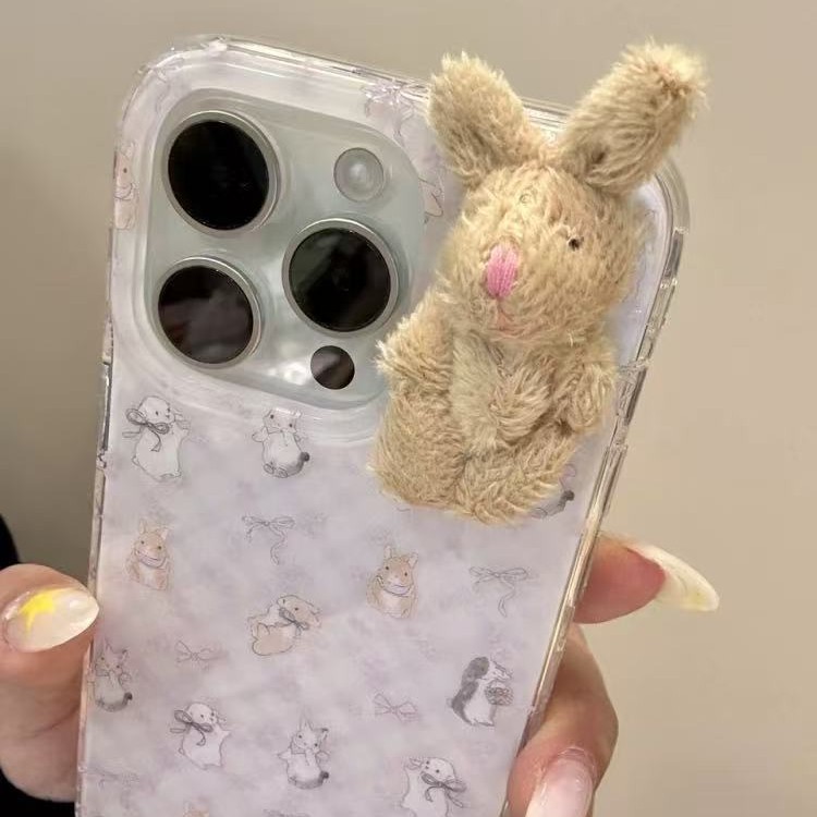 Girl ins bowknot tridimensional conejito para Apple 16ProMax funda para teléfono iphone14/15 nuevo 13