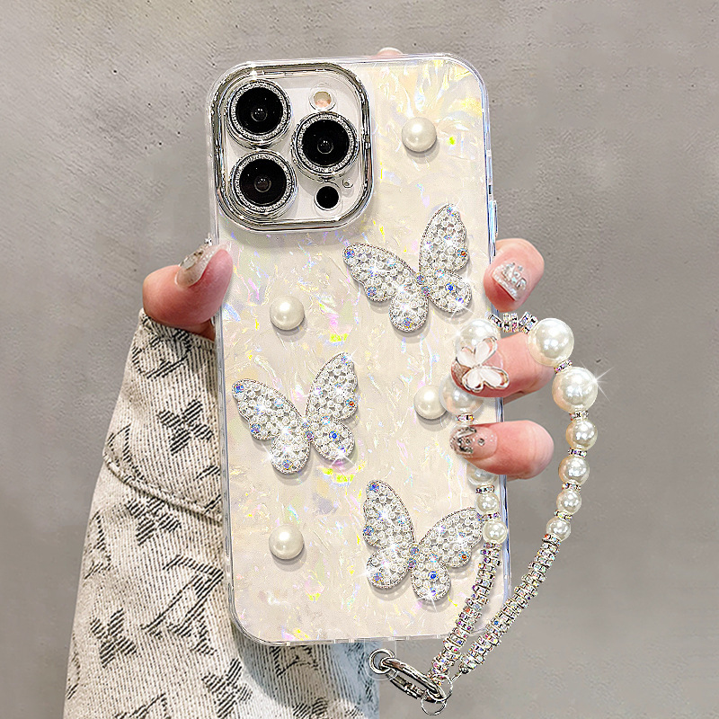 El espejo kt con patrón de concha de niña es adecuado para Apple 16ProMax/15 funda para teléfono iPhone 14 nuevo 13 fino