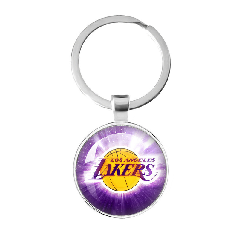 NBA team logos Lakers Warriors 76ers time gemstone alloy keychain bag car key pendant