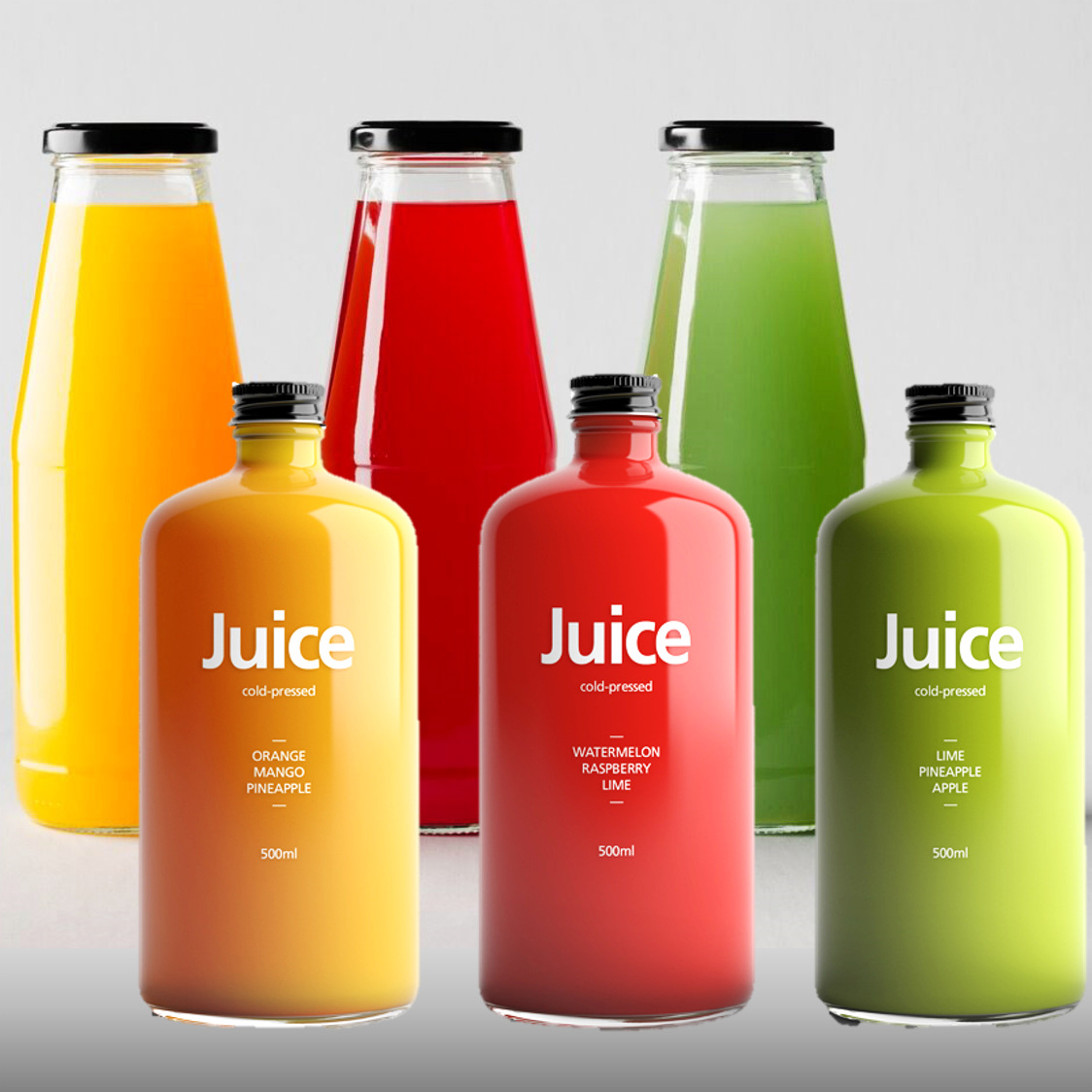 500ml透明圆形小口 泡茶奶茶蜂蜜玻璃瓶 家用鲜榨果汁瓶