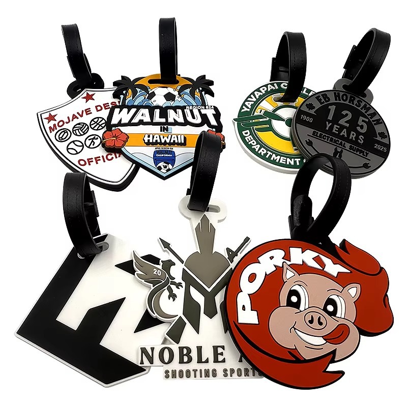 PVC luggage tag custom printed with logo, cartoon soft rubber anti-lost 3D travel tag, custom made according to your design