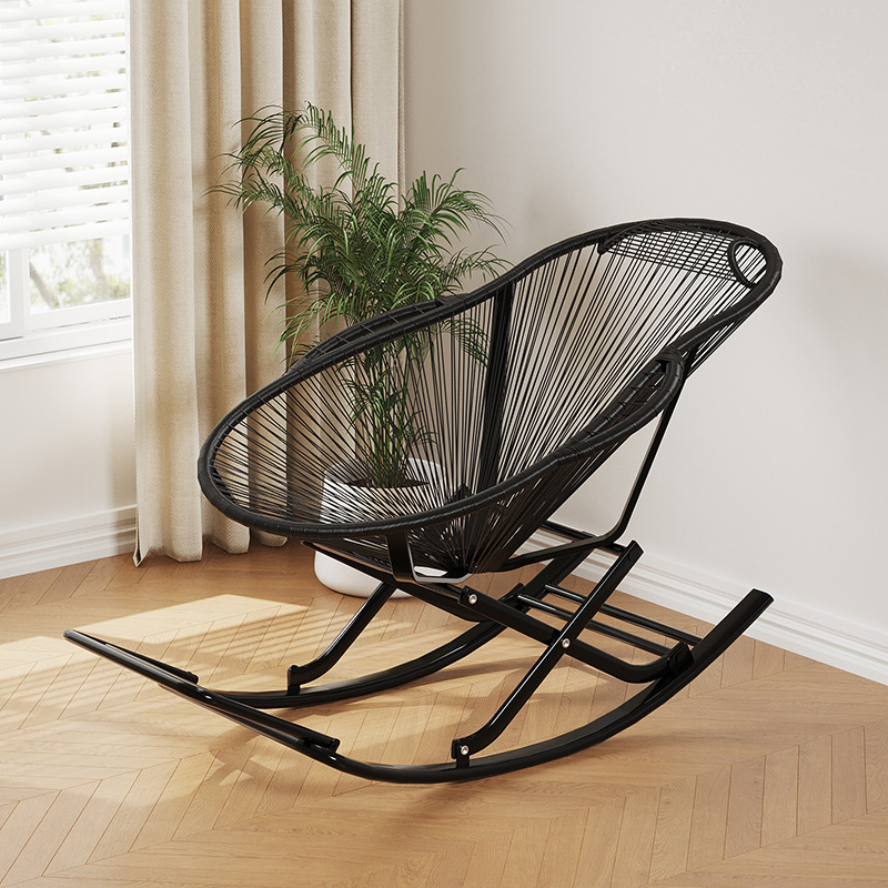 Silla mecedora Nido de Pájaro (Marco en X)-Negro