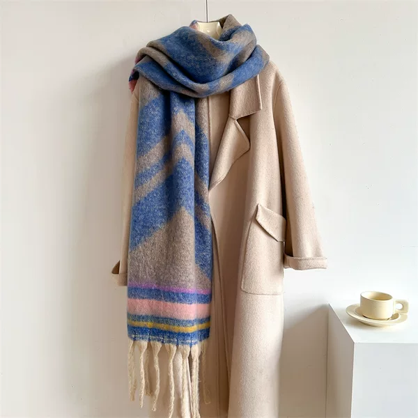 Autumn and Winter Scarf for Women, New Style, Extra Long and Thick, Loop Yarn Imitation Cashmere Scarf, European and American Style, Hot-Selling Export Item, Neck Scarf, Shawl